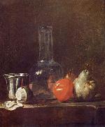 jean-Baptiste-Simeon Chardin Still Life with Glass Flask and Fruit Spain oil painting artist